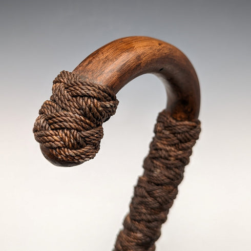 英國復古男士手杖,麻繩弧形手柄,超粗棕色桿,90 厘米